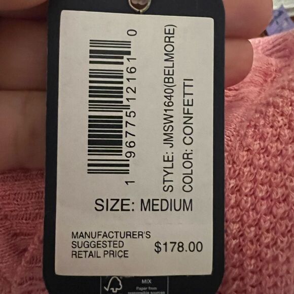 NWT Johnnie-O Belmore Sweater Coral Pink Cotton Blend V-Neck Pullover Size M - Picture 4 of 8